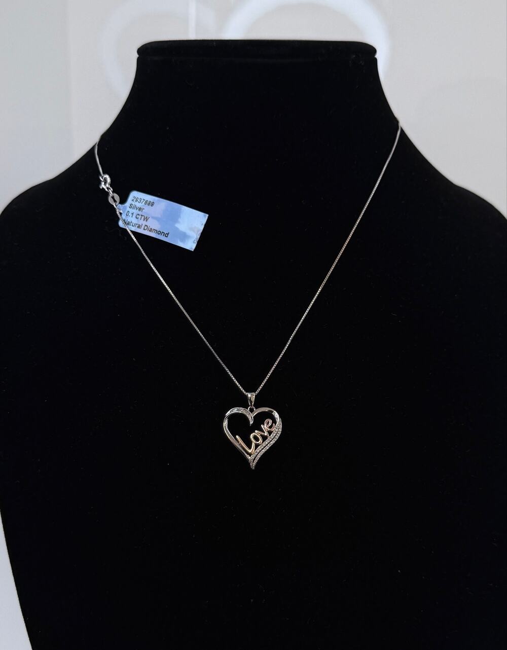 Natural Diamond Love Heart Pendant Necklace